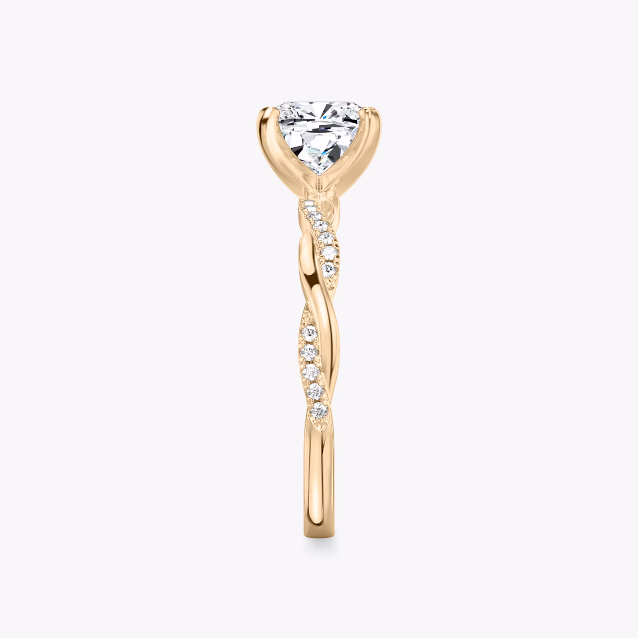 The Twisted Classic | Cushion | 14k | Rose Gold | bandAccent: Pavé | diamondOrientation: vertical | caratWeight: other