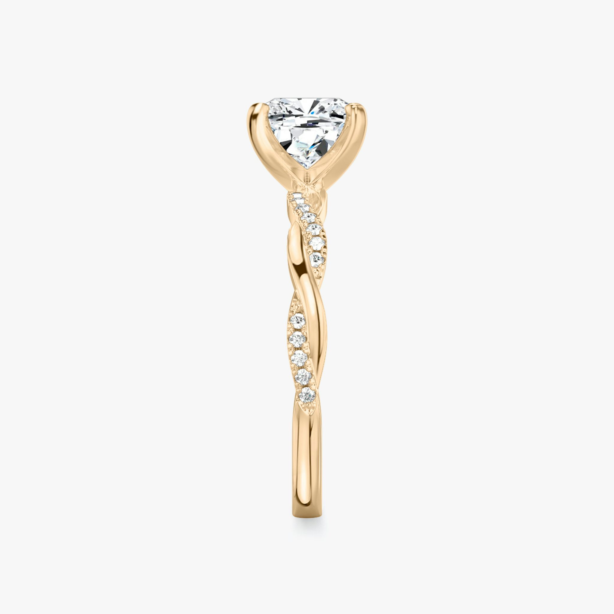 The Twisted Classic | Cushion | 14k | Rose Gold | bandAccent: Pavé | diamondOrientation: vertical | caratWeight: other