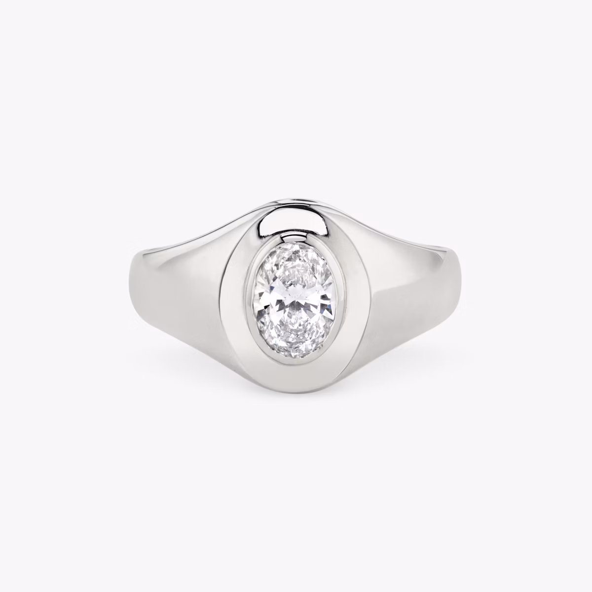 Oval Diamond Signet Ring