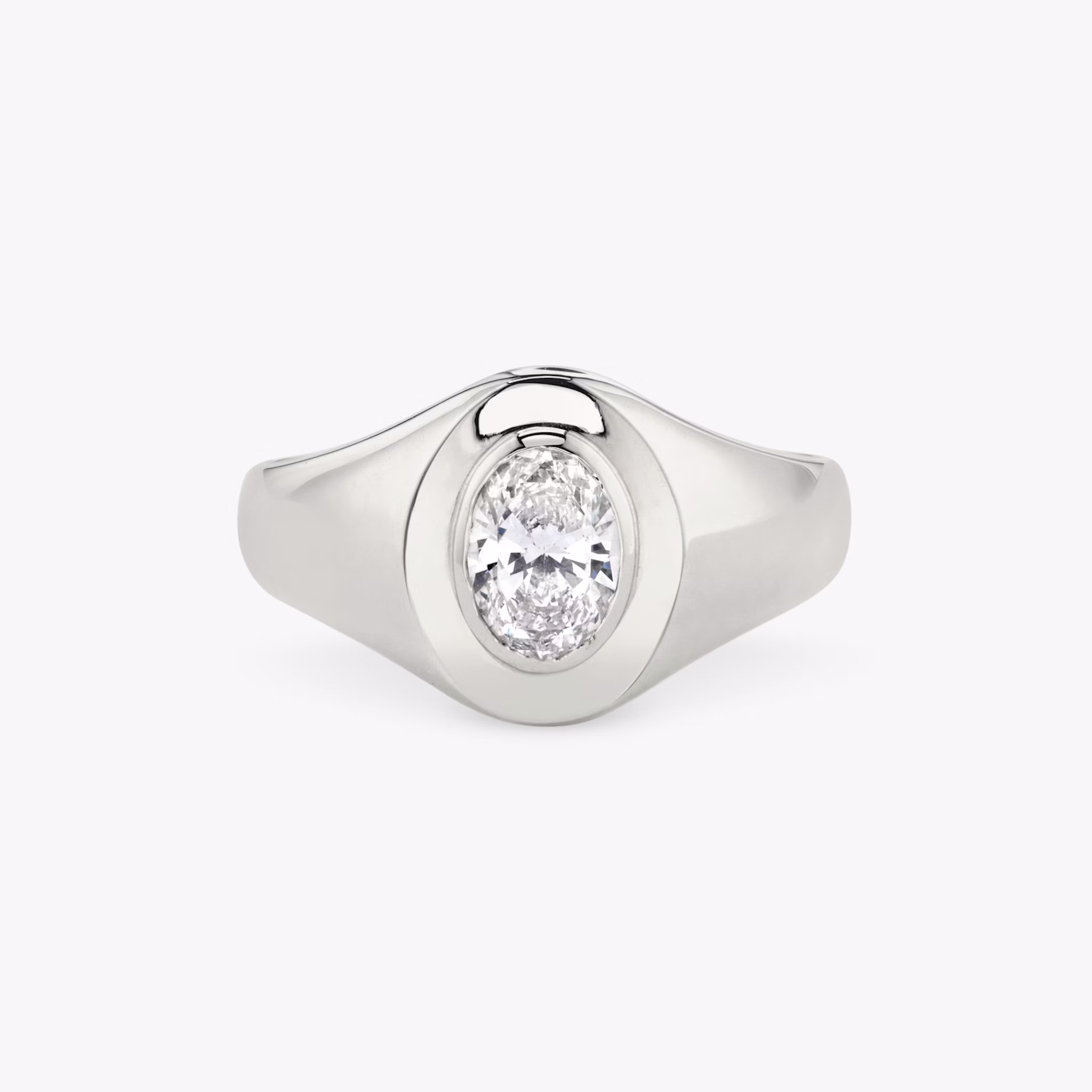Oval Diamond Signet Ring