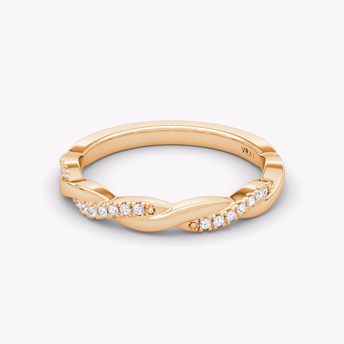 The Twisted Band | 14k | Rose Gold | bandAccent: Pavé
