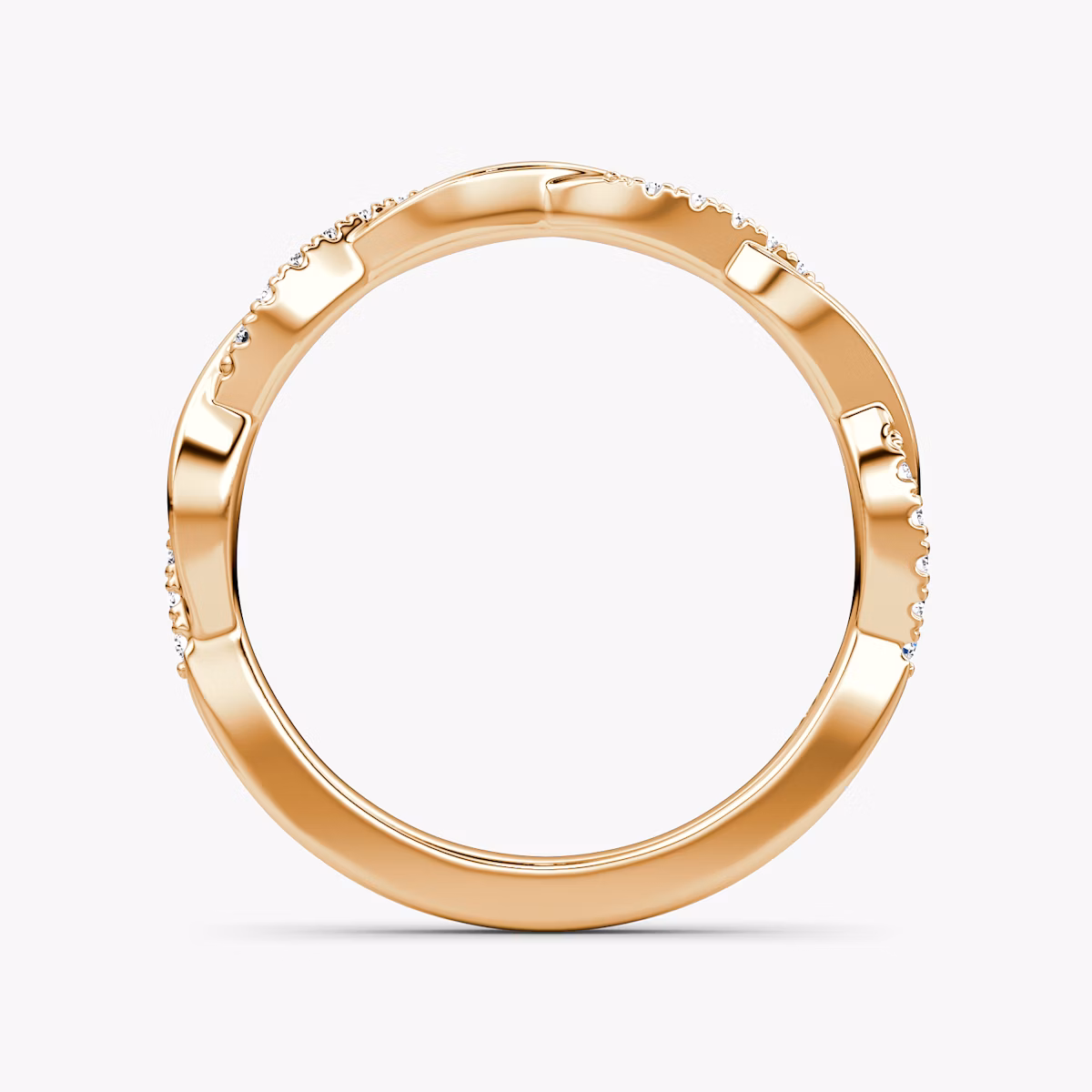 The Twisted Band | 14k | Rose Gold | bandAccent: Pavé