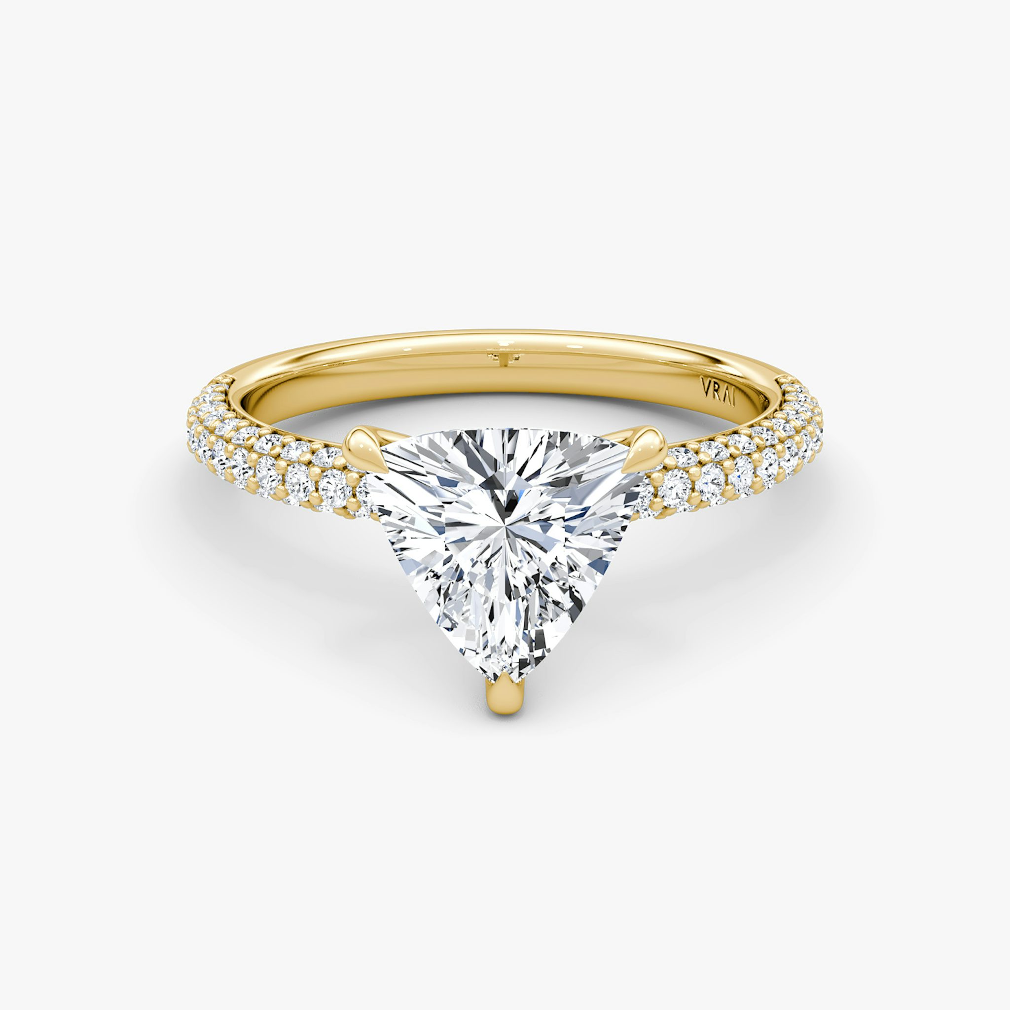 The Pavé Dome | Trillion | 18k | Yellow Gold | bandAccent: Pavé | diamondOrientation: vertical | caratWeight: other