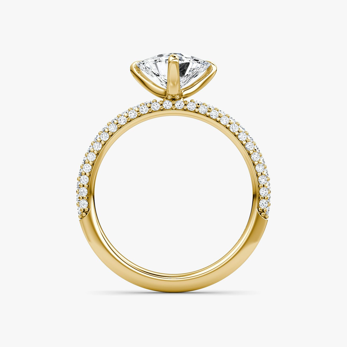Bague de fiançailles Pavé Dome | Trillion | 18k | Or jaune | bandAccent: Pavé | diamondOrientation: vertical | caratWeight: other