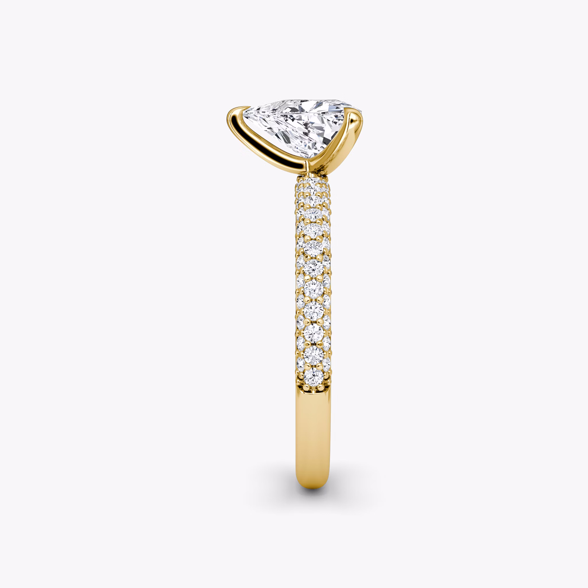 The Pavé Dome | Trillion | 18k | Yellow Gold | bandAccent: Pavé | diamondOrientation: vertical | caratWeight: other