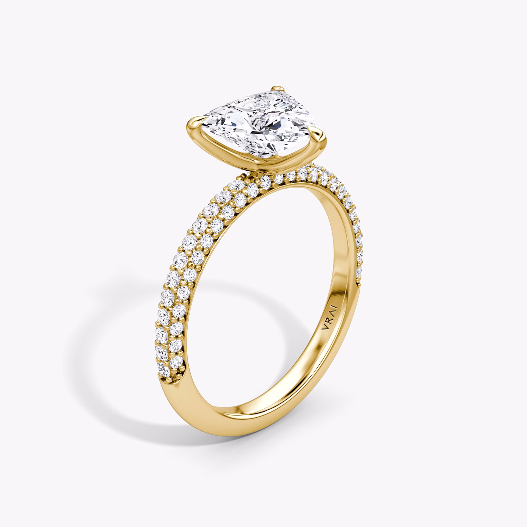 The Pavé Dome | Trillion | 18k | Yellow Gold | bandAccent: Pavé | diamondOrientation: vertical | caratWeight: other