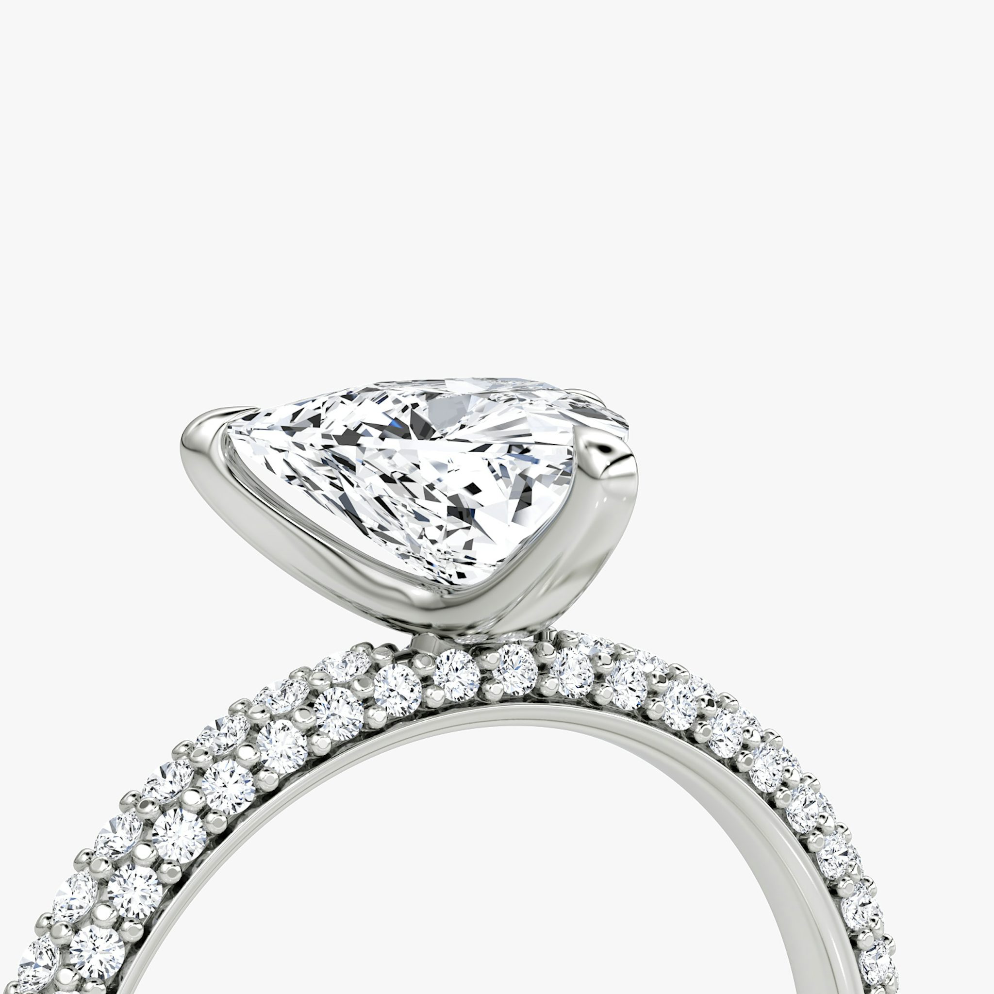 The Pavé Dome | Trillion | 18k | White Gold | bandAccent: Pavé | diamondOrientation: vertical | caratWeight: other