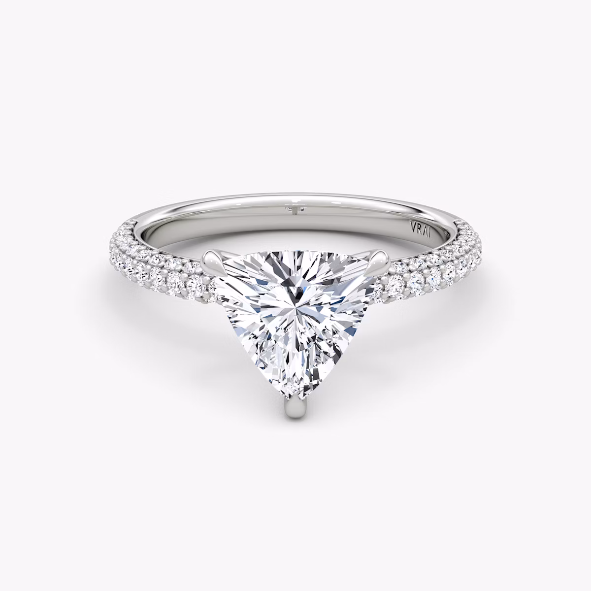 The Pavé Dome | Trillion | 18k | White Gold | bandAccent: Pavé | diamondOrientation: vertical | caratWeight: other