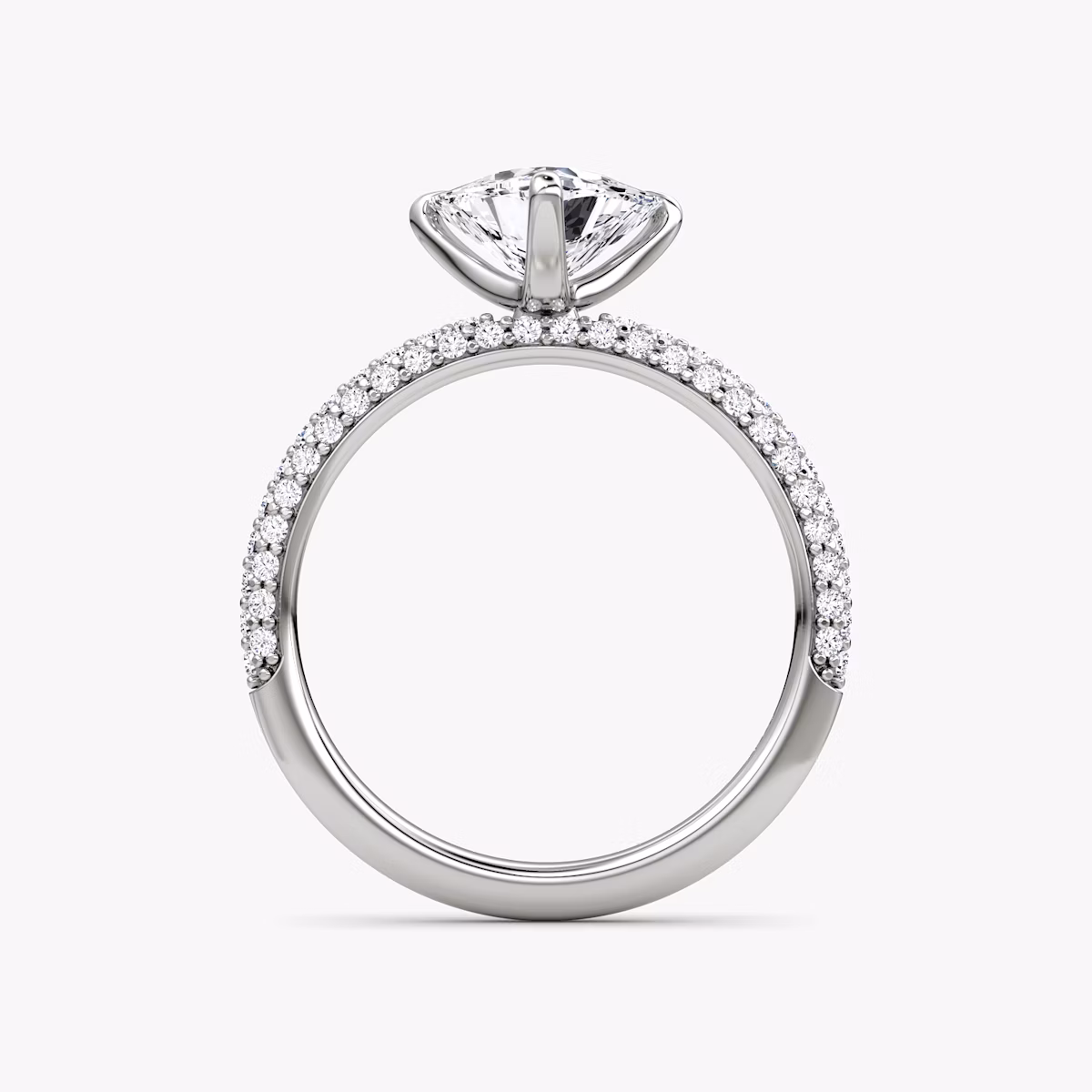 The Pavé Dome | Trillion | 18k | White Gold | bandAccent: Pavé | diamondOrientation: vertical | caratWeight: other