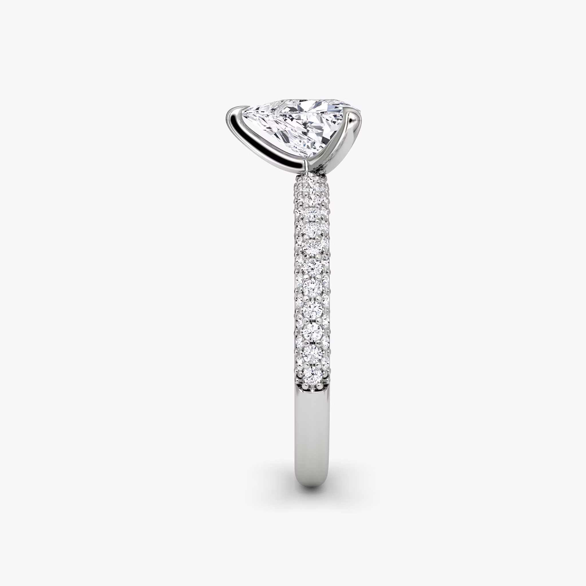The Pavé Dome | Trillion | 18k | White Gold | bandAccent: Pavé | diamondOrientation: vertical | caratWeight: other