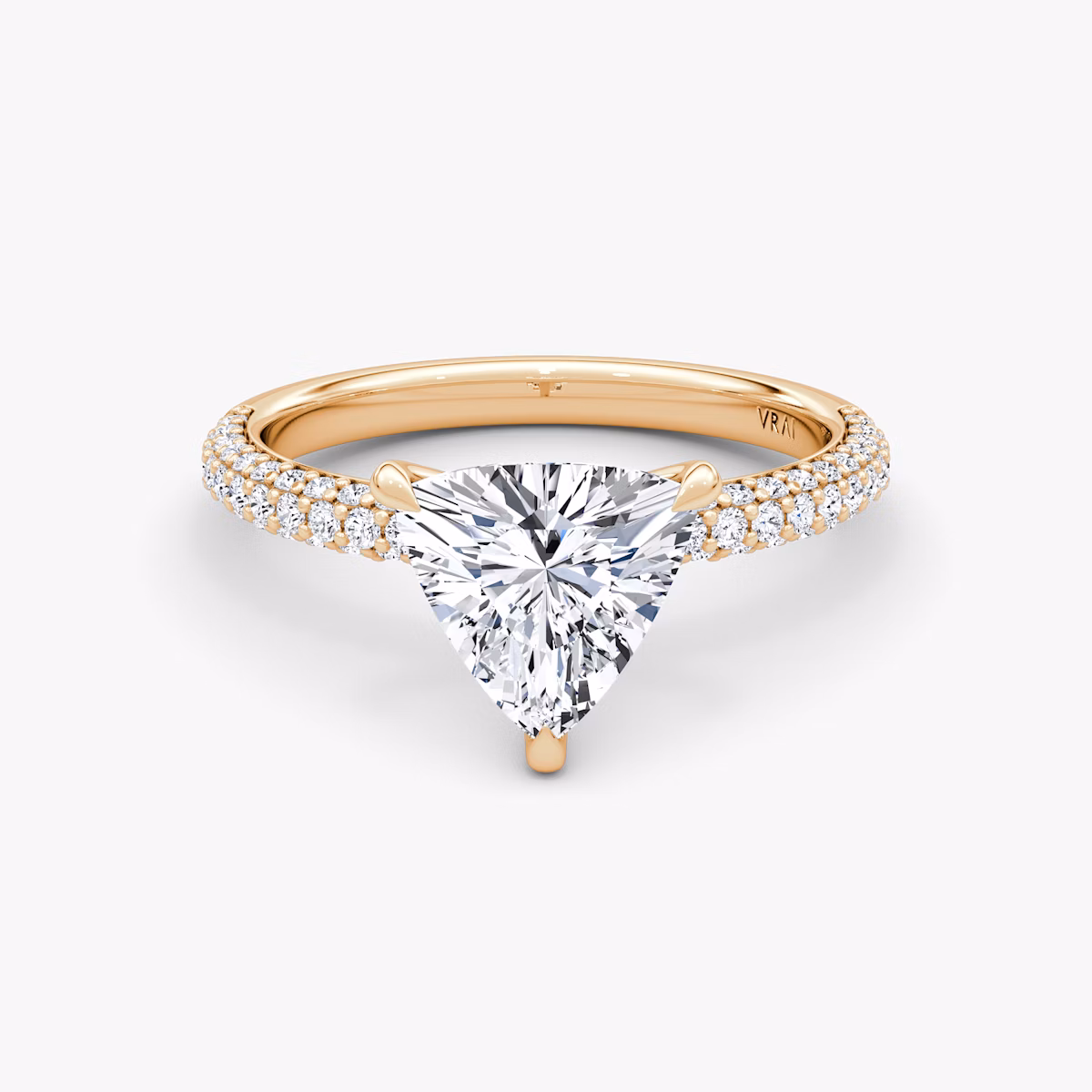 The Pavé Dome | Trillion | 14k | Rose Gold | bandAccent: Pavé | diamondOrientation: vertical | caratWeight: other