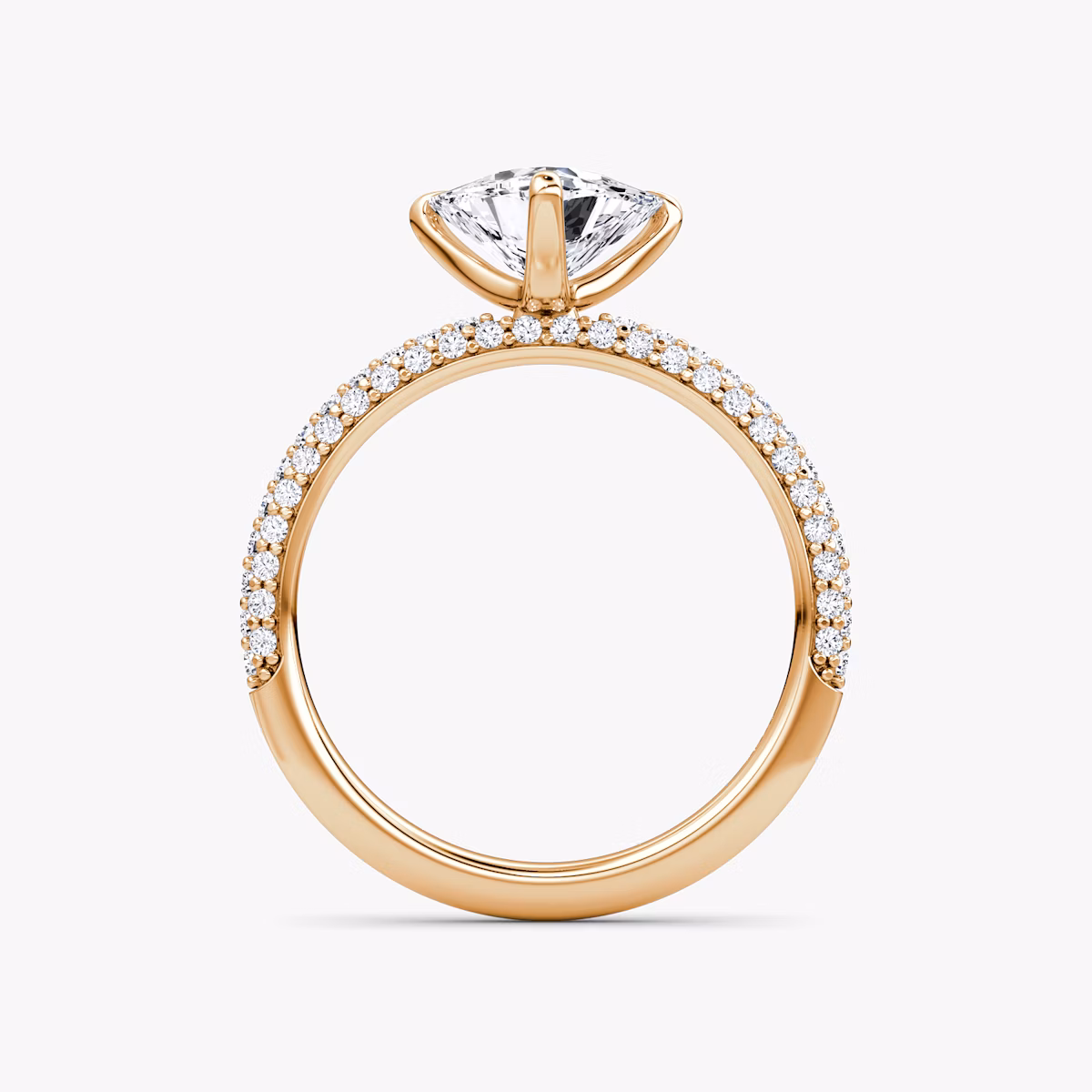 The Pavé Dome | Trillion | 14k | Rose Gold | bandAccent: Pavé | diamondOrientation: vertical | caratWeight: other