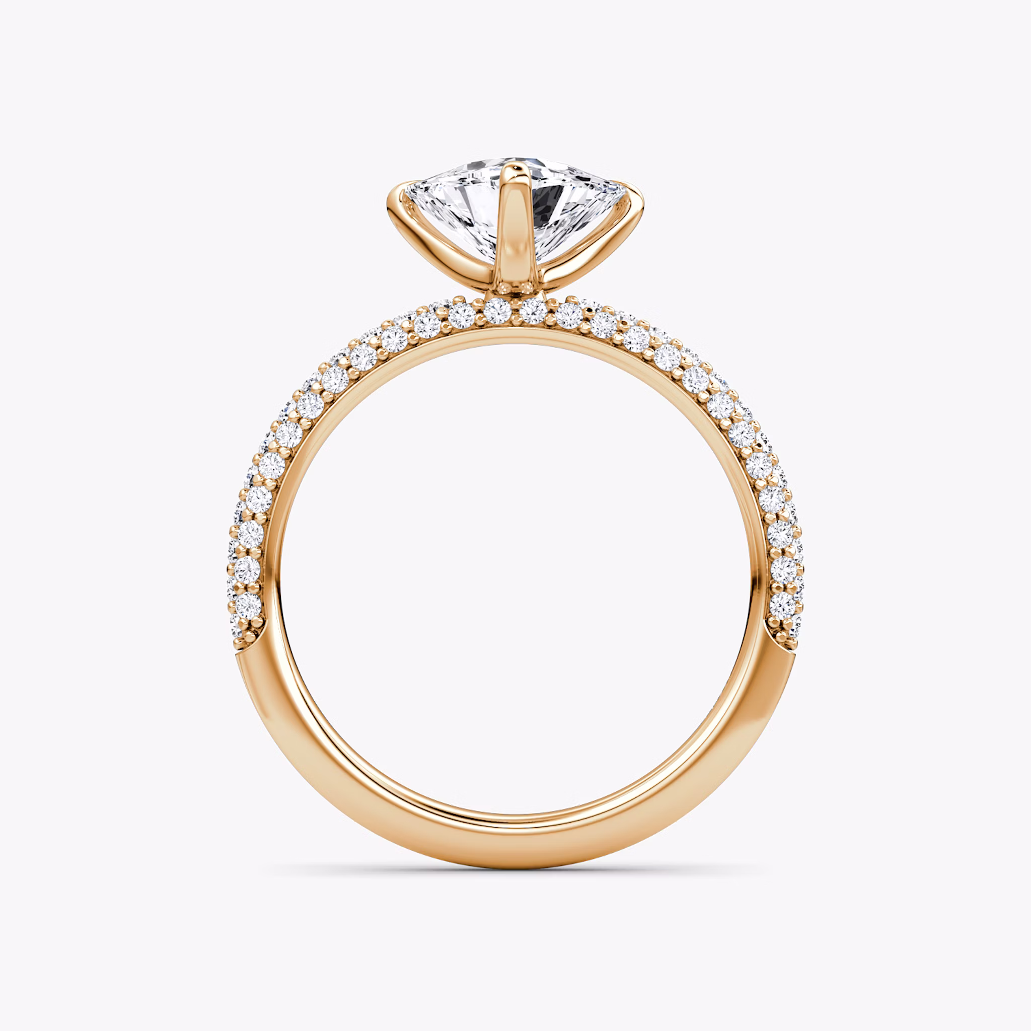The Pavé Dome | Trillion | 14k | Rose Gold | bandAccent: Pavé | diamondOrientation: vertical | caratWeight: other