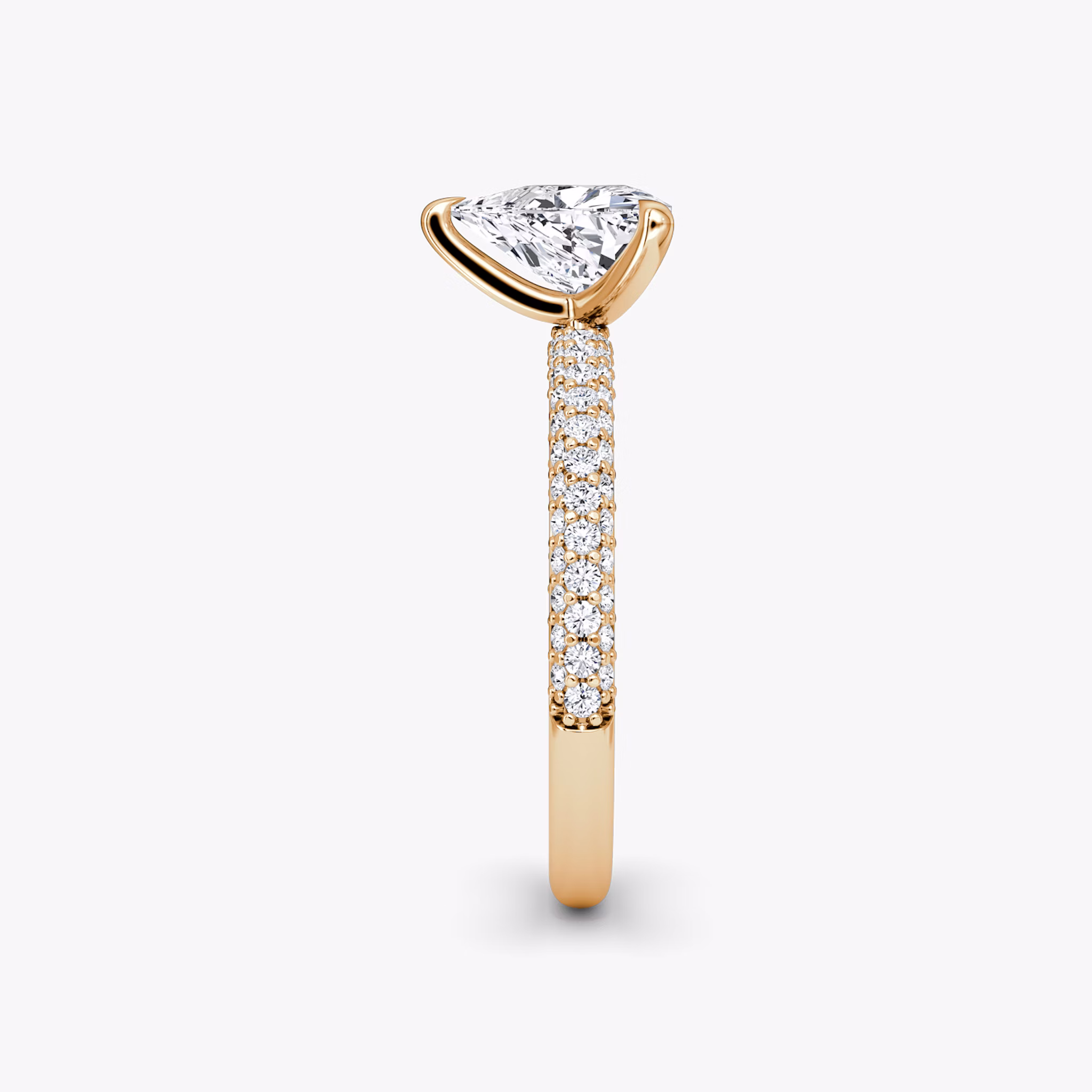 The Pavé Dome | Trillion | 14k | Rose Gold | bandAccent: Pavé | diamondOrientation: vertical | caratWeight: other