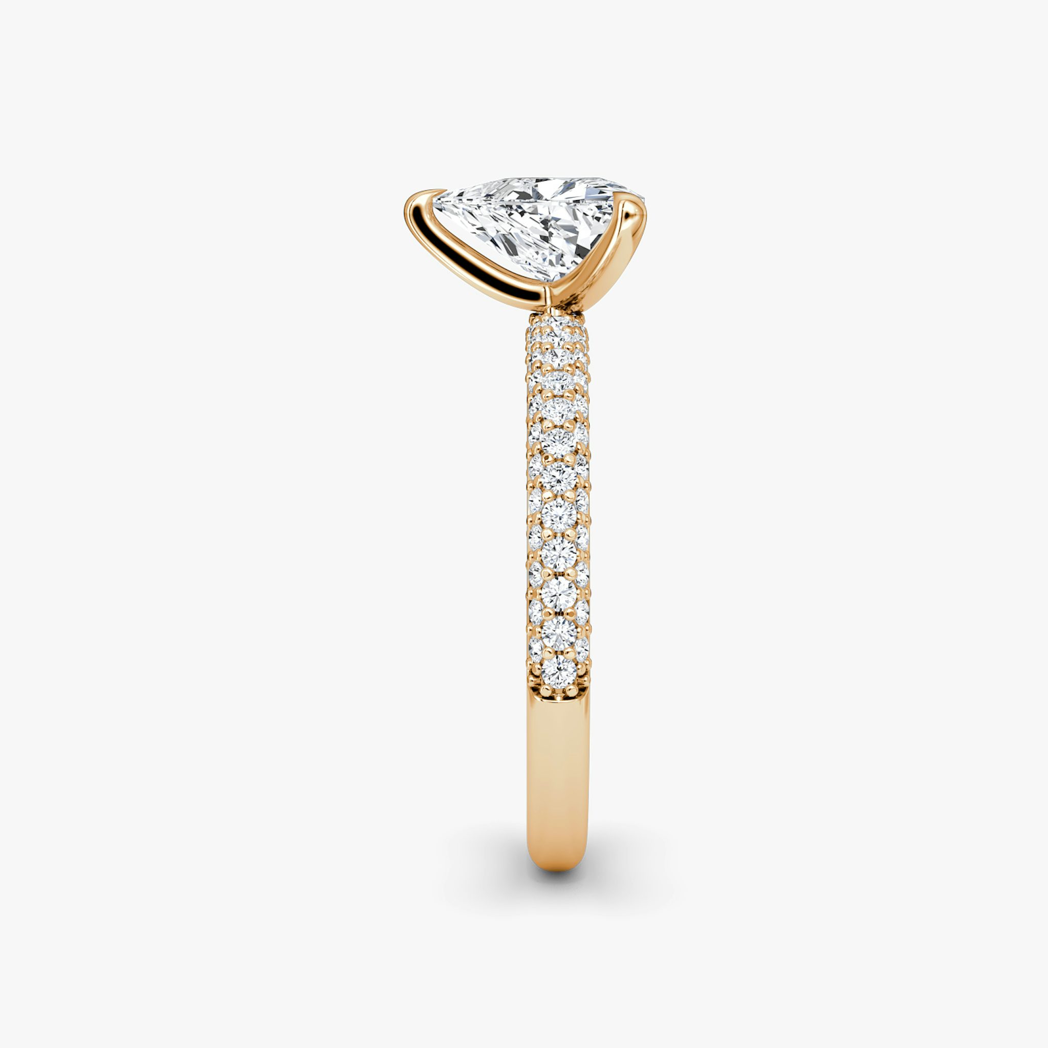 The Pavé Dome | Trillion | 14k | Rose Gold | bandAccent: Pavé | diamondOrientation: vertical | caratWeight: other