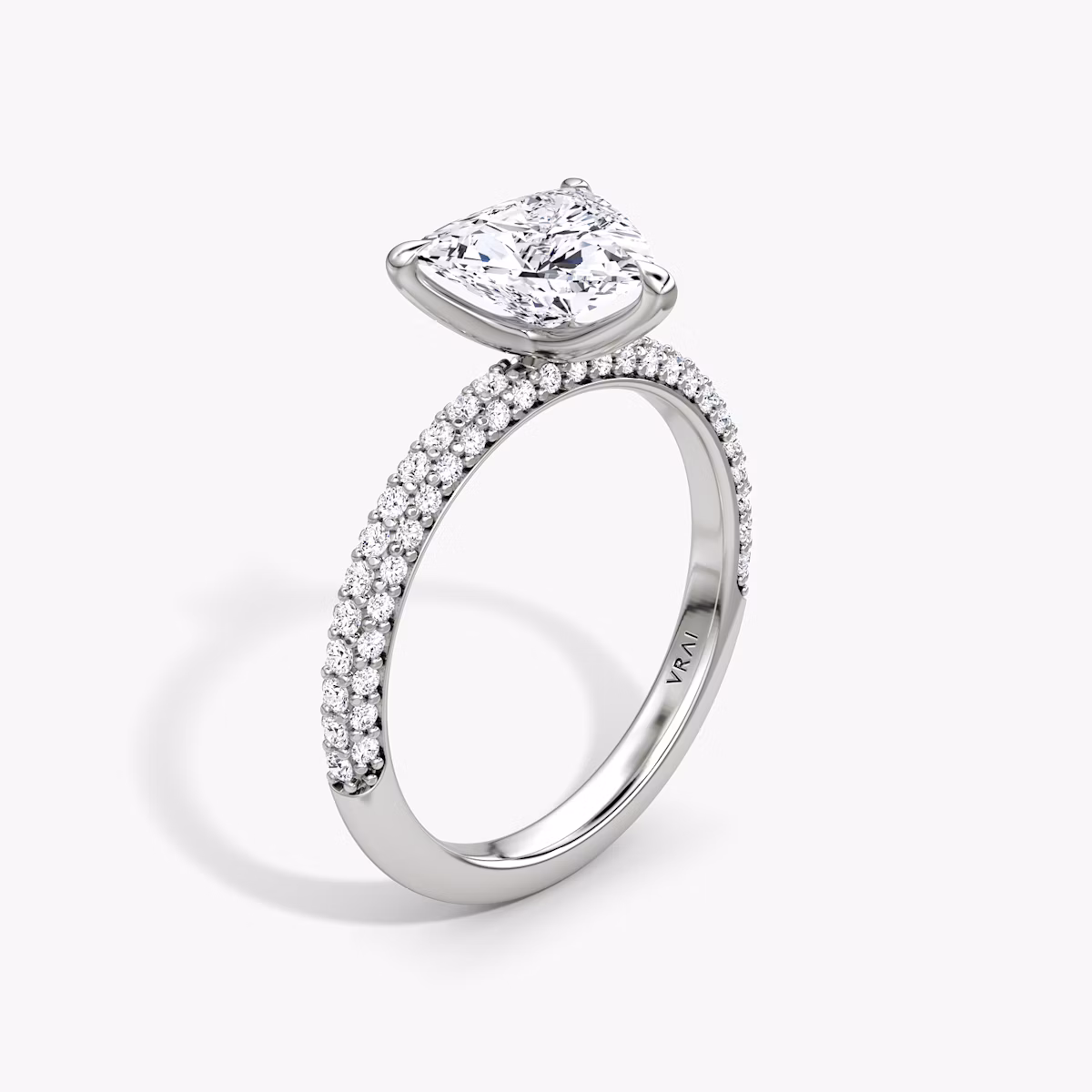 The Pavé Dome | Trillion | 18k | White Gold | bandAccent: Pavé | diamondOrientation: vertical | caratWeight: other