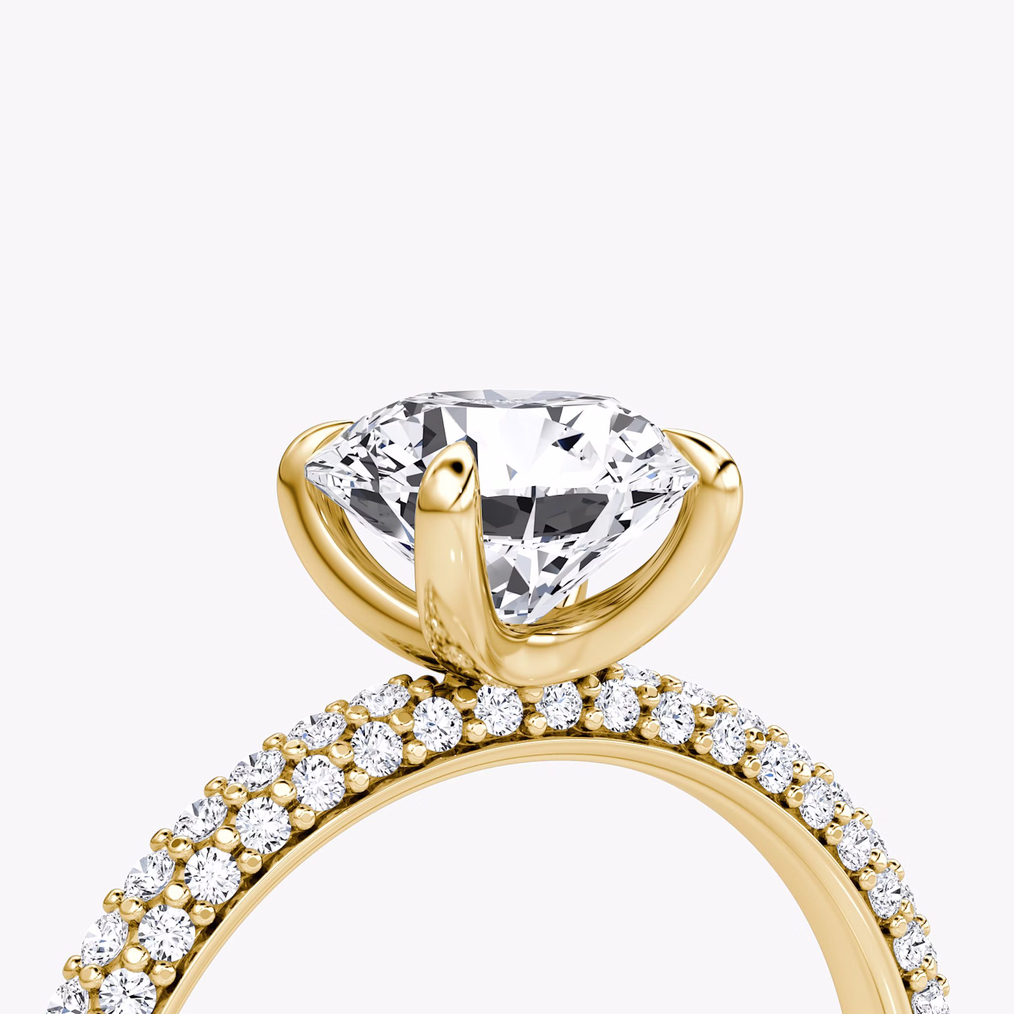 The Pavé Dome | Round Brilliant | 18k | Yellow Gold | bandAccent: Pavé | caratWeight: 2.0ct | diamondOrientation: vertical