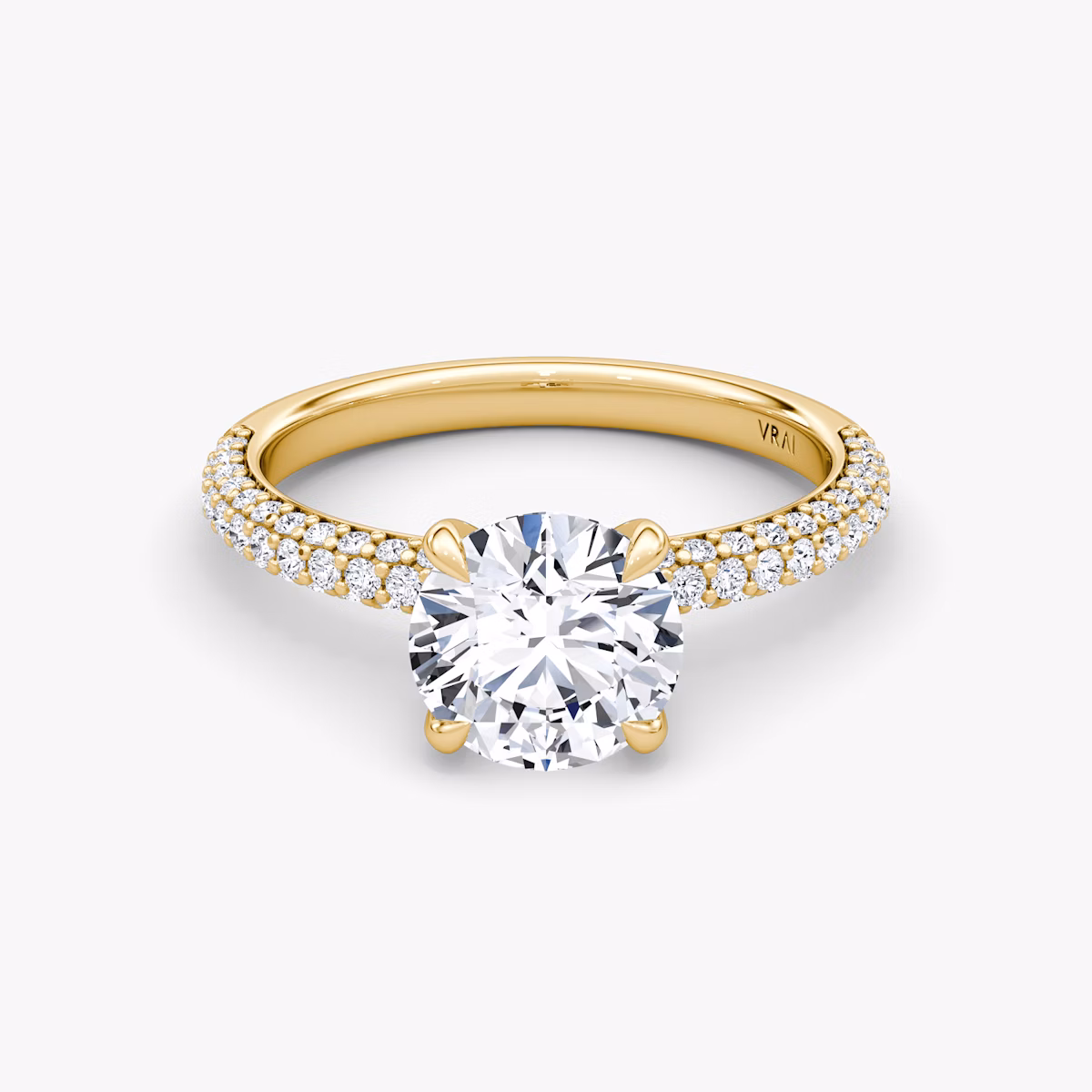 The Pavé Dome | Round Brilliant | 18k | Yellow Gold | bandAccent: Pavé | caratWeight: 1.0ct | diamondOrientation: vertical
