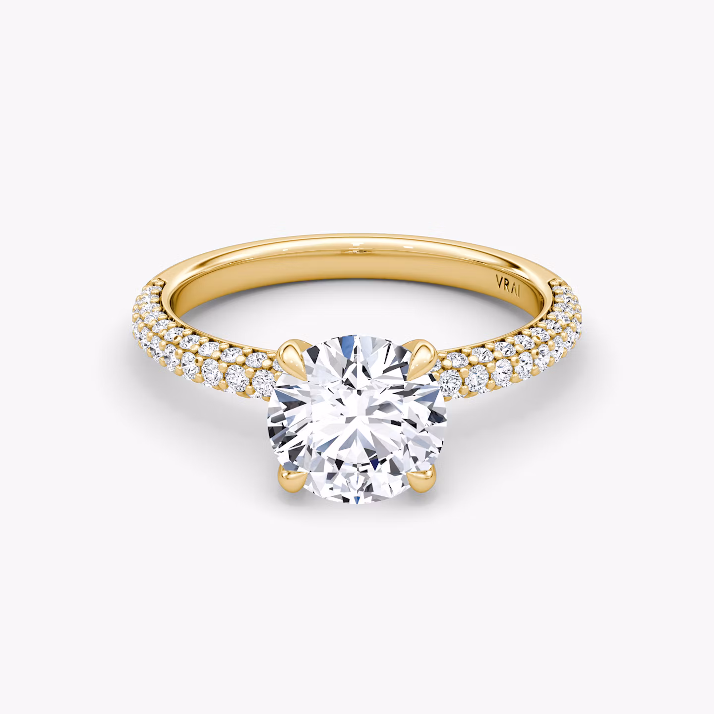 The Pavé Dome | Round Brilliant | 18k | Yellow Gold | bandAccent: Pavé | caratWeight: other | diamondOrientation: vertical