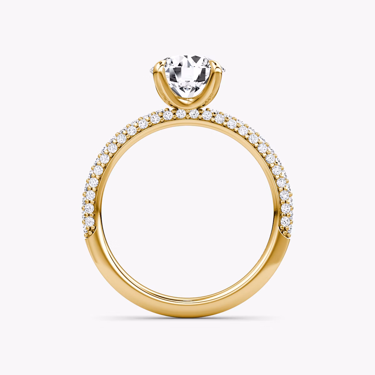 The Pavé Dome | Round Brilliant | 18k | Yellow Gold | bandAccent: Pavé | caratWeight: 1.0ct | diamondOrientation: vertical