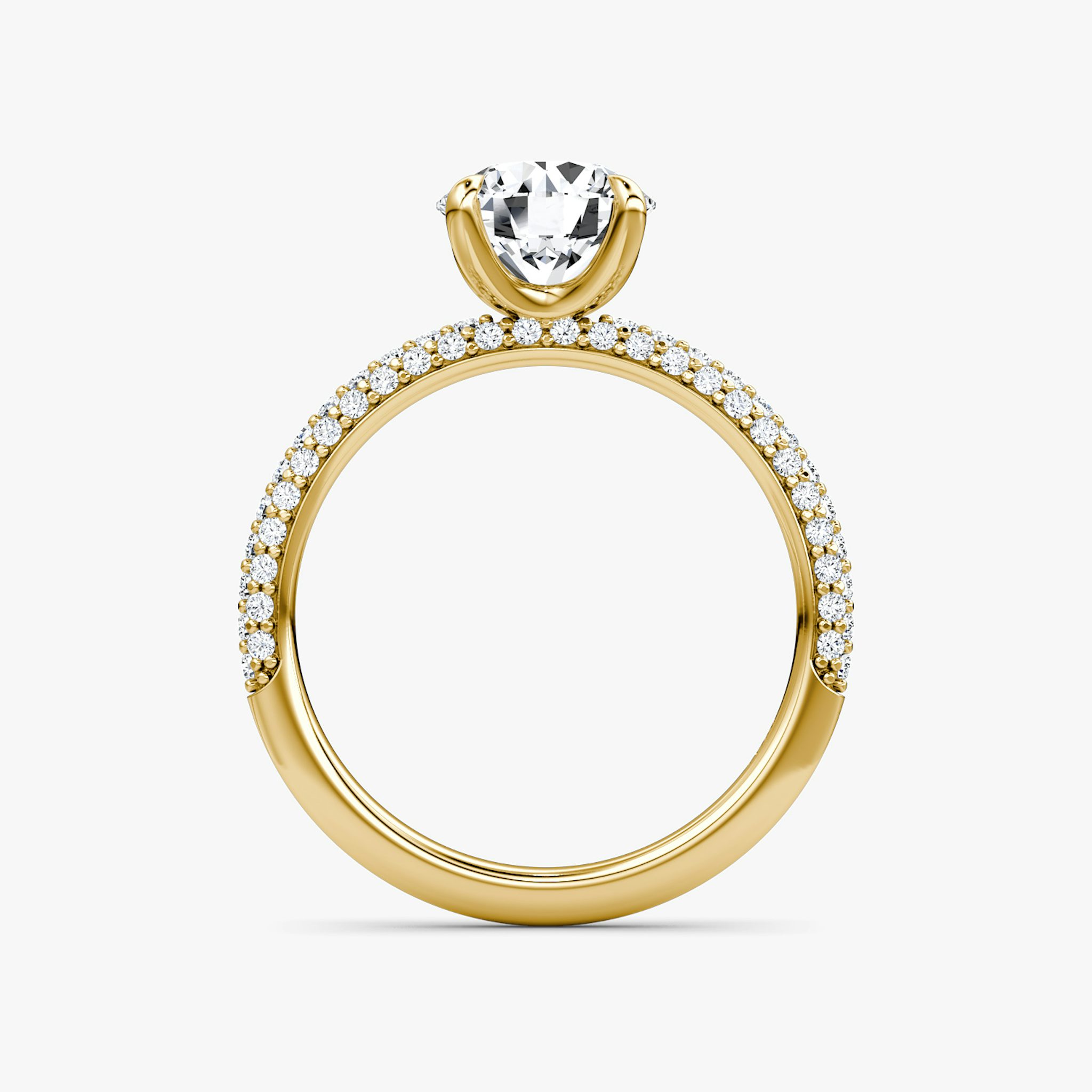 The Pavé Dome | Round Brilliant | 18k | Yellow Gold | bandAccent: Pavé | caratWeight: 2.0ct | diamondOrientation: vertical