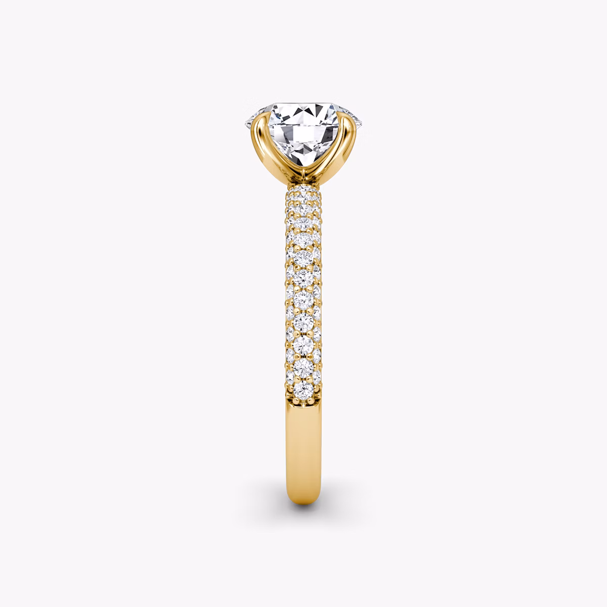 The Pavé Dome | Round Brilliant | 18k | Yellow Gold | bandAccent: Pavé | caratWeight: 1.0ct | diamondOrientation: vertical