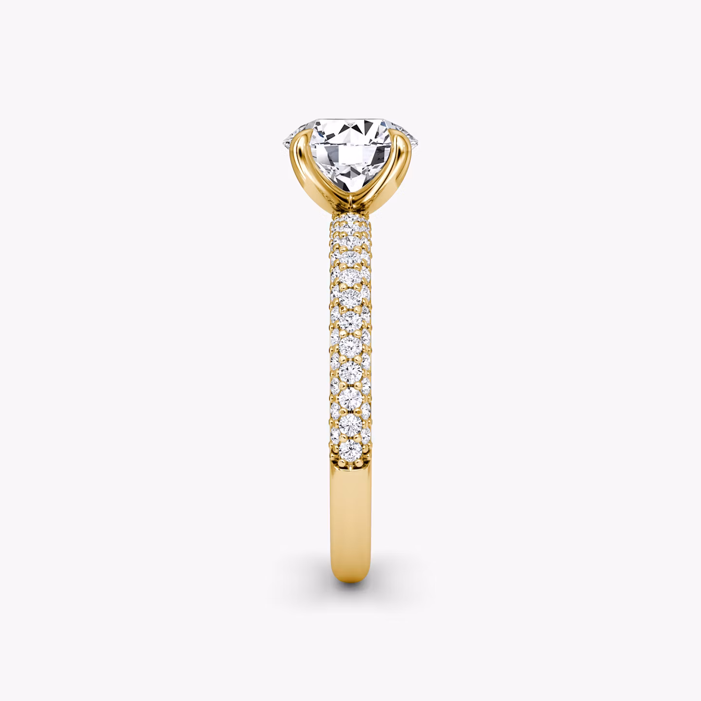 The Pavé Dome | Round Brilliant | 18k | Yellow Gold | bandAccent: Pavé | caratWeight: other | diamondOrientation: vertical