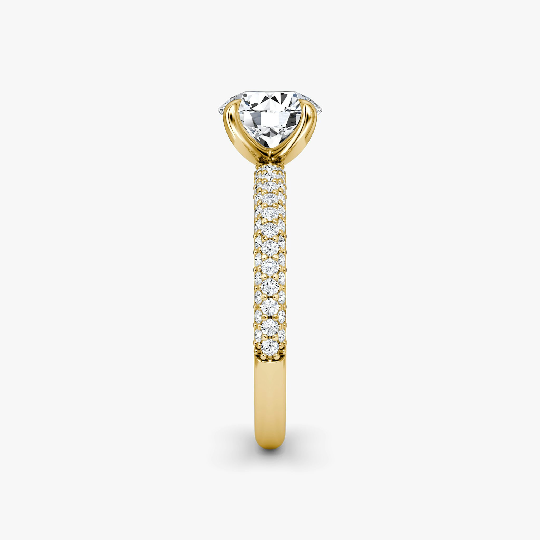 The Pavé Dome | Round Brilliant | 18k | Yellow Gold | bandAccent: Pavé | caratWeight: 2.0ct | diamondOrientation: vertical