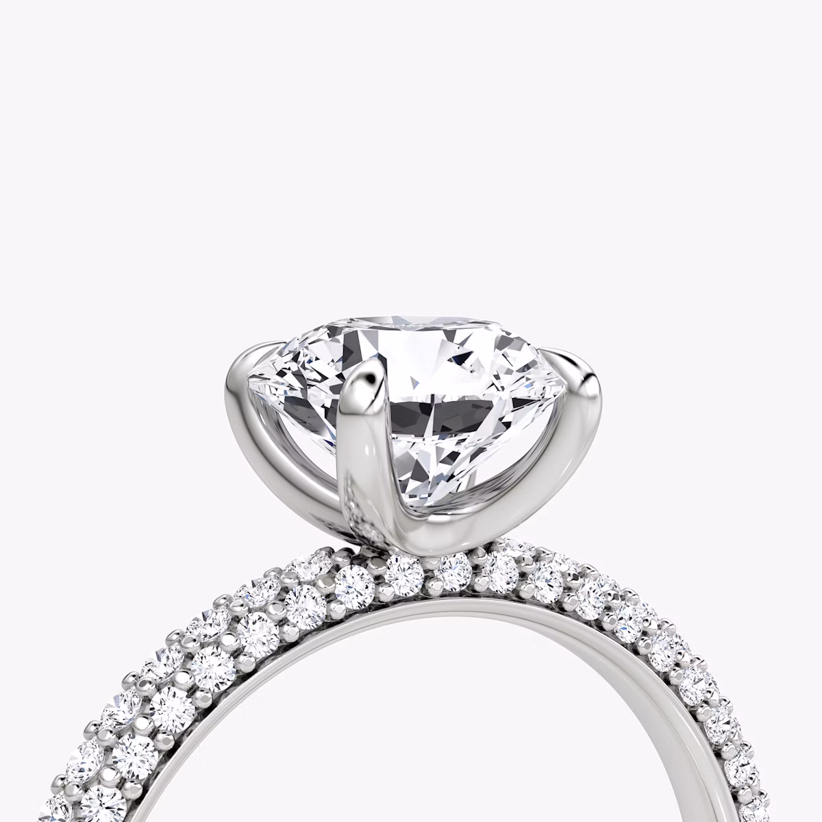 The Pavé Dome | Round Brilliant | 18k | White Gold | bandAccent: Pavé | caratWeight: other | diamondOrientation: vertical
