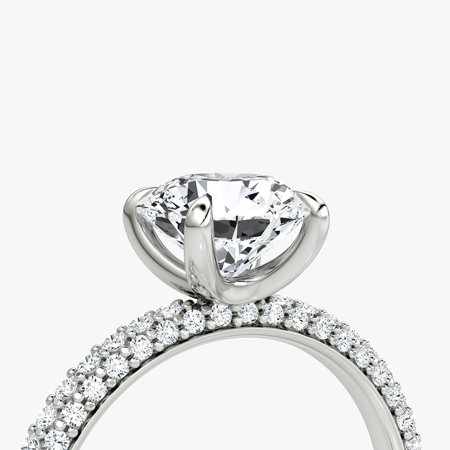 The Pavé Dome | Round Brilliant | Platinum | bandAccent: Pavé | caratWeight: 1.0ct | diamondOrientation: vertical