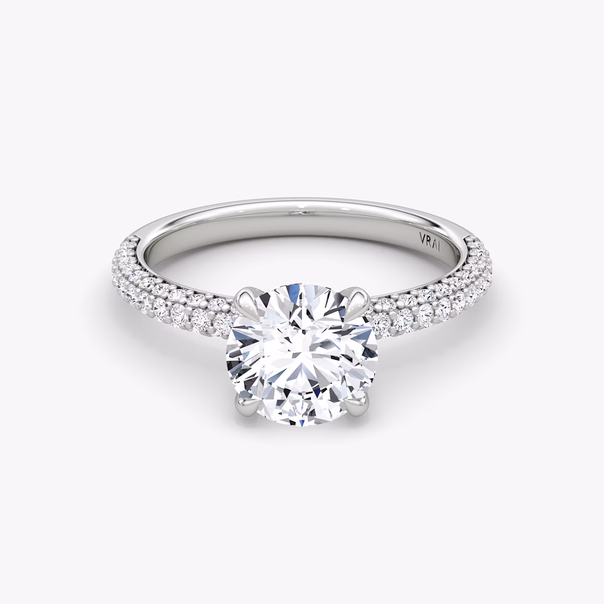 The Pavé Dome | Round Brilliant | 18k | White Gold | bandAccent: Pavé | caratWeight: other | diamondOrientation: vertical