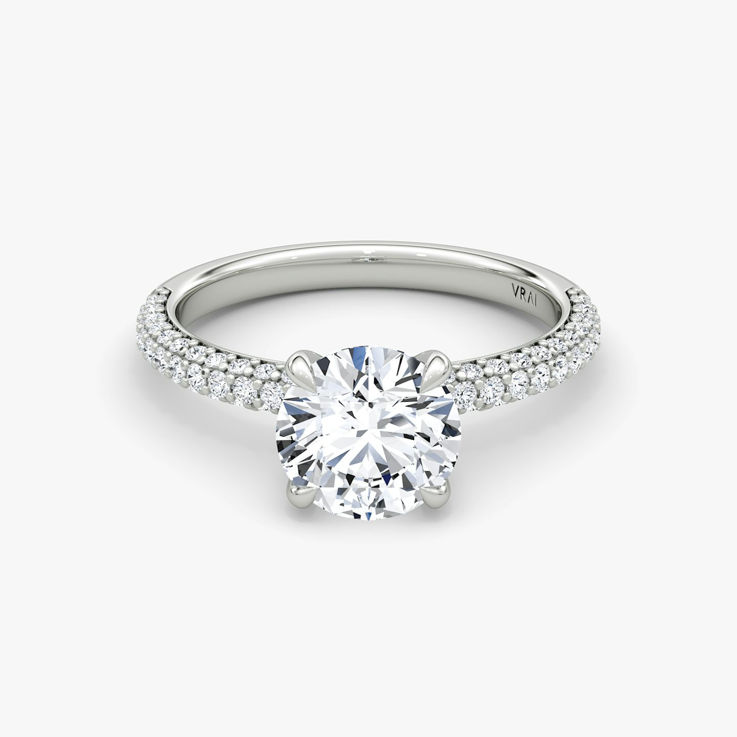 The Pavé Dome | Round Brilliant | Platinum | bandAccent: Pavé | caratWeight: 1.0ct | diamondOrientation: vertical