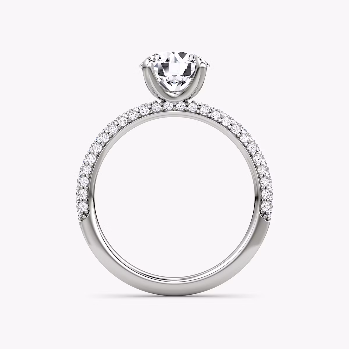 The Pavé Dome | Round Brilliant | 18k | White Gold | bandAccent: Pavé | caratWeight: other | diamondOrientation: vertical