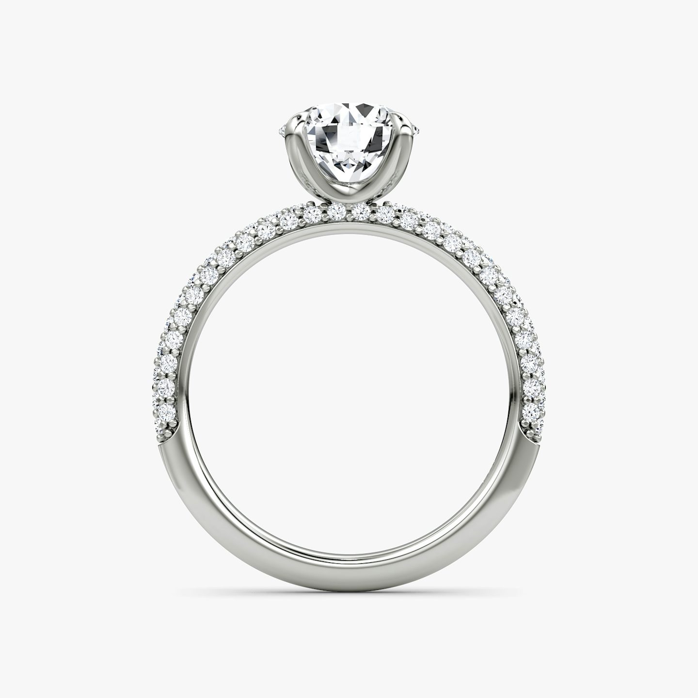 The Pavé Dome | Round Brilliant | Platinum | bandAccent: Pavé | caratWeight: 1.0ct | diamondOrientation: vertical