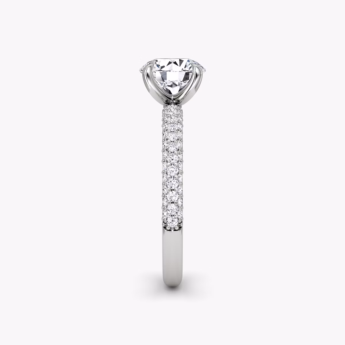 The Pavé Dome | Round Brilliant | 18k | White Gold | bandAccent: Pavé | caratWeight: other | diamondOrientation: vertical