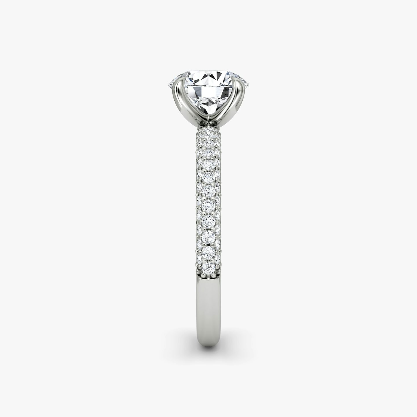 The Pavé Dome | Round Brilliant | Platinum | bandAccent: Pavé | caratWeight: 1.0ct | diamondOrientation: vertical