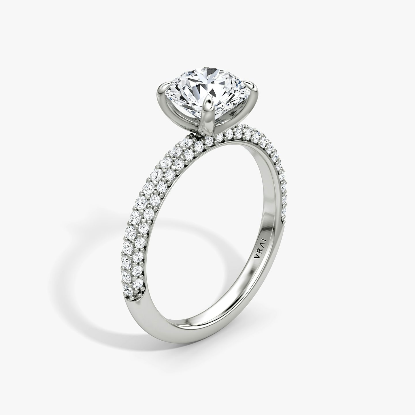 The Pavé Dome | Round Brilliant | Platinum | bandAccent: Pavé | caratWeight: 1.0ct | diamondOrientation: vertical