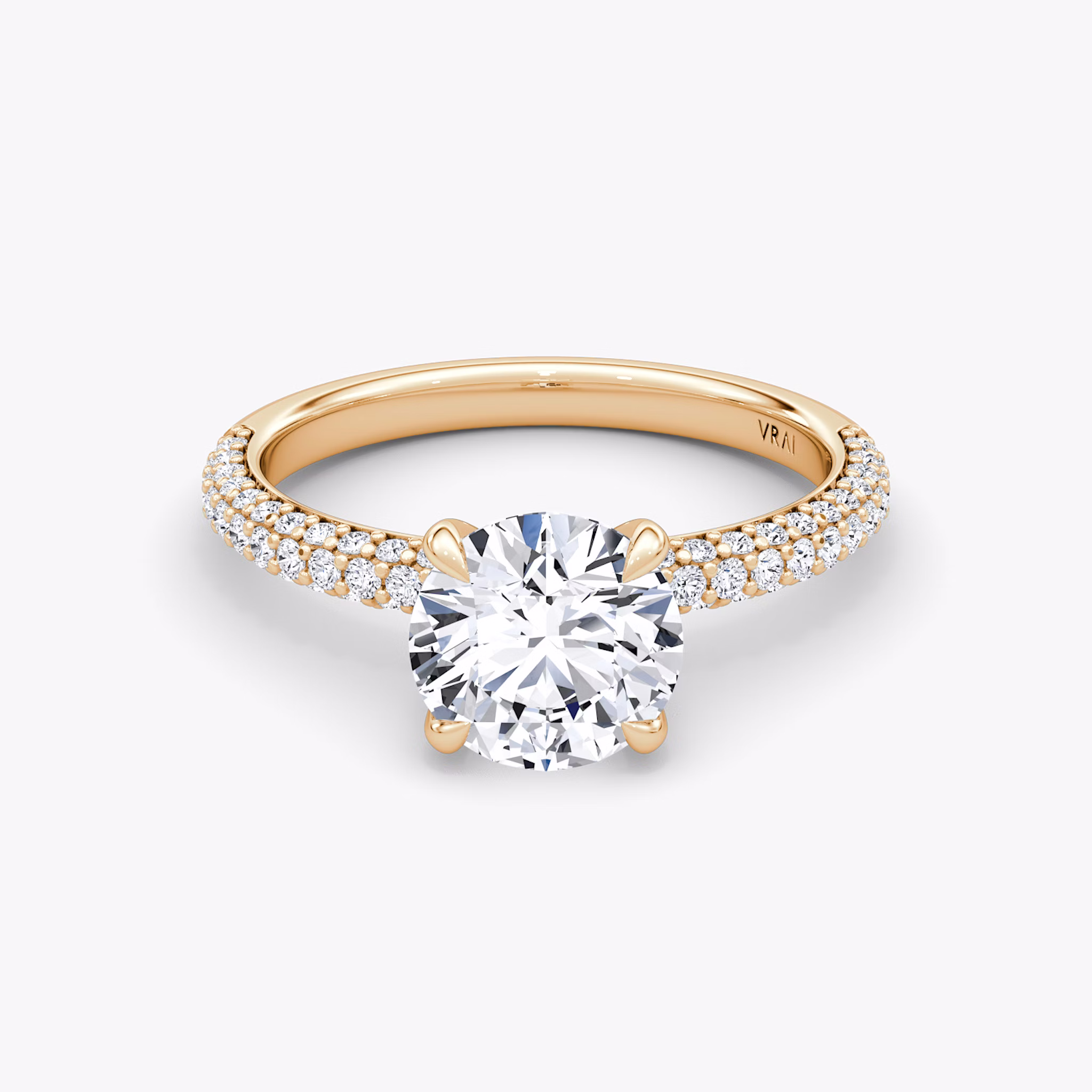 The Pavé Dome | Round Brilliant | 14k | Rose Gold | bandAccent: Pavé | caratWeight: other | diamondOrientation: vertical