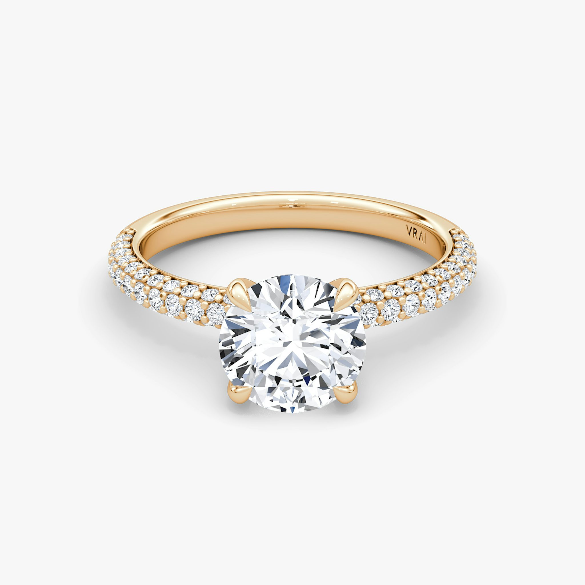 The Pavé Dome | Round Brilliant | 14k | Rose Gold | bandAccent: Pavé | caratWeight: other | diamondOrientation: vertical