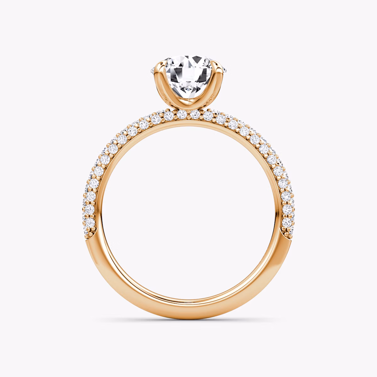 The Pavé Dome | Round Brilliant | 14k | Rose Gold | bandAccent: Pavé | caratWeight: other | diamondOrientation: vertical