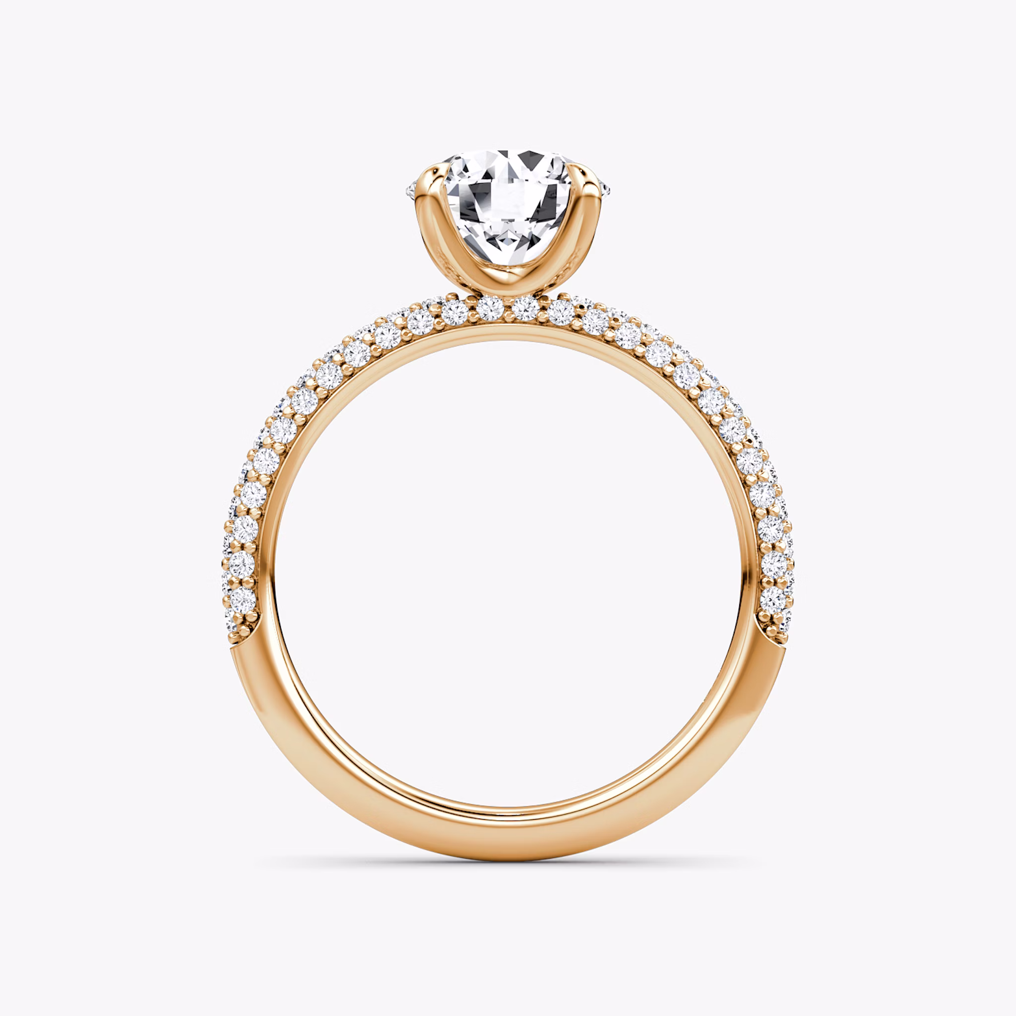 The Pavé Dome | Round Brilliant | 14k | Rose Gold | bandAccent: Pavé | caratWeight: other | diamondOrientation: vertical