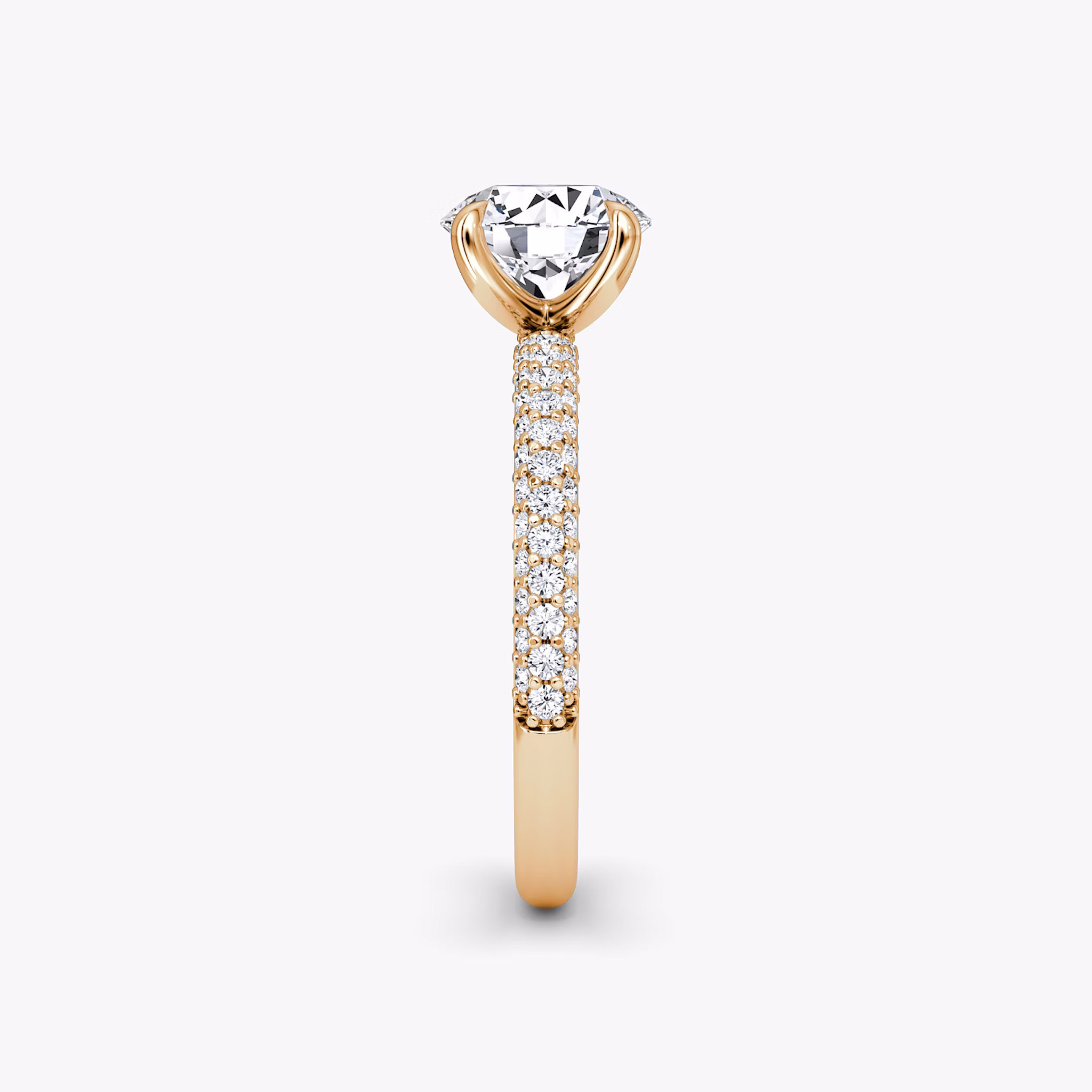 The Pavé Dome | Round Brilliant | 14k | Rose Gold | bandAccent: Pavé | caratWeight: other | diamondOrientation: vertical