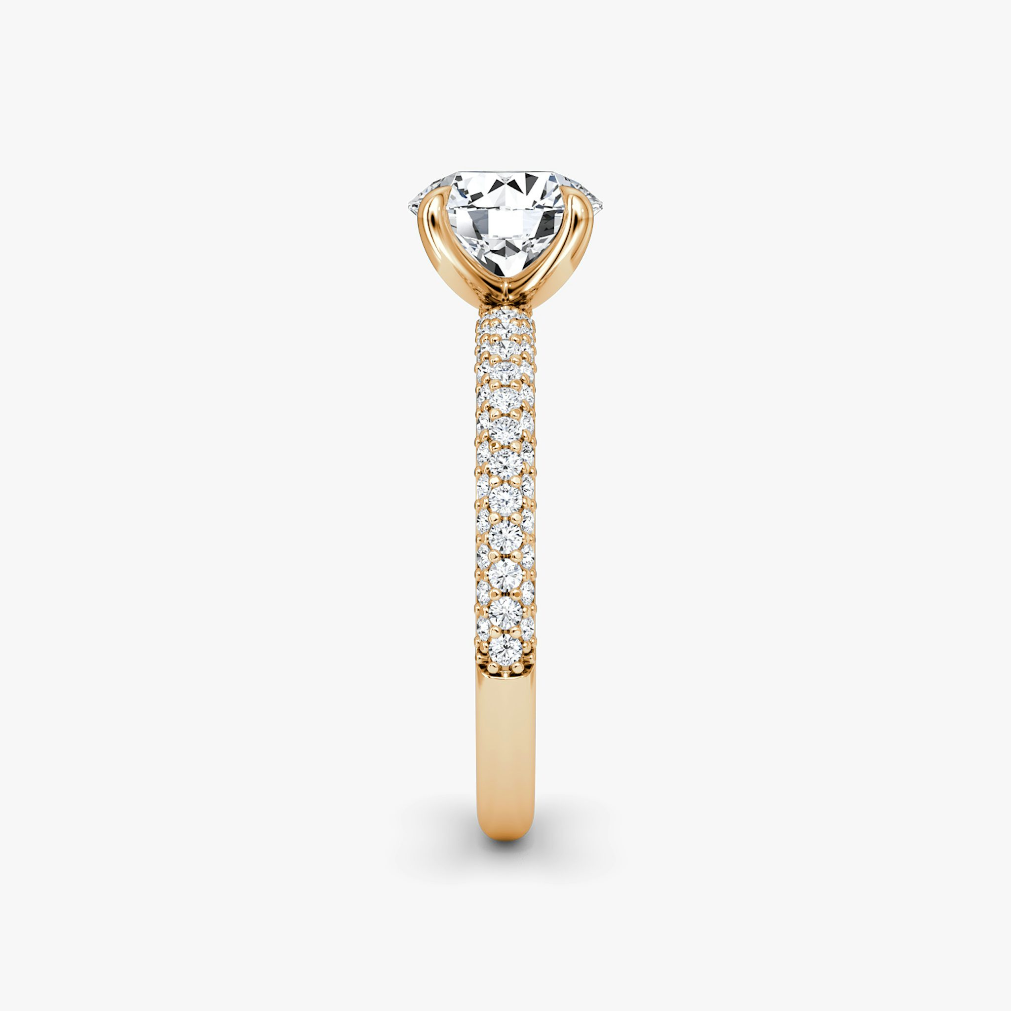 The Pavé Dome | Round Brilliant | 14k | Rose Gold | bandAccent: Pavé | caratWeight: other | diamondOrientation: vertical