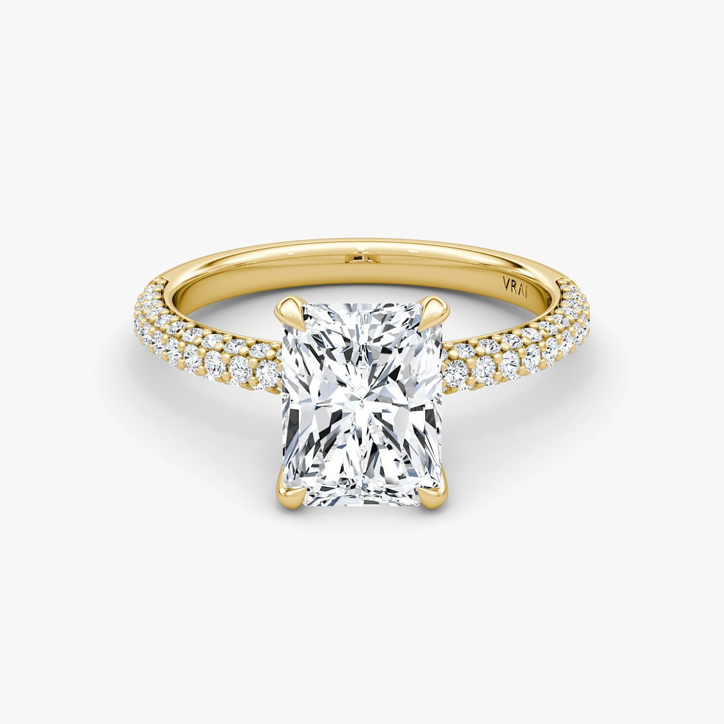 The Pavé Dome | Radiant | 18k | Yellow Gold | bandAccent: Pavé | diamondOrientation: vertical | caratWeight: other
