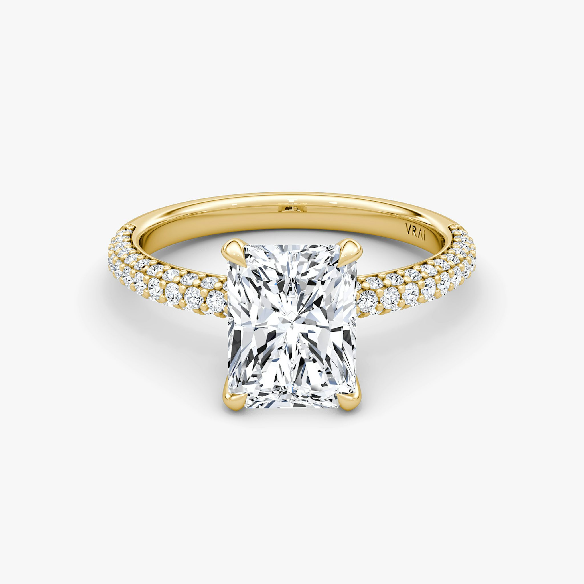 The Pavé Dome | Radiant | 18k | Yellow Gold | bandAccent: Pavé | diamondOrientation: vertical | caratWeight: other