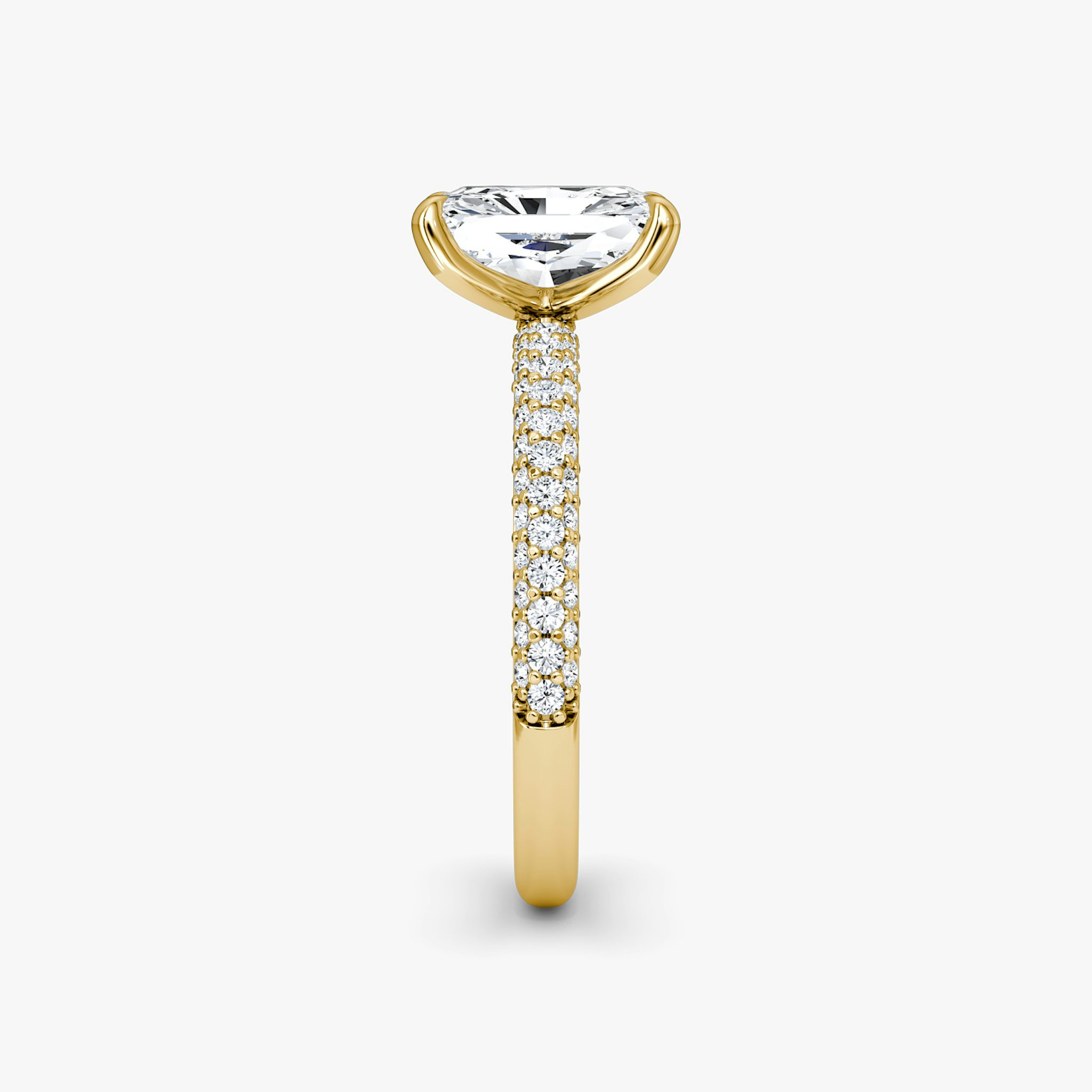 The Pavé Dome | Radiant | 18k | Yellow Gold | bandAccent: Pavé | diamondOrientation: vertical | caratWeight: other