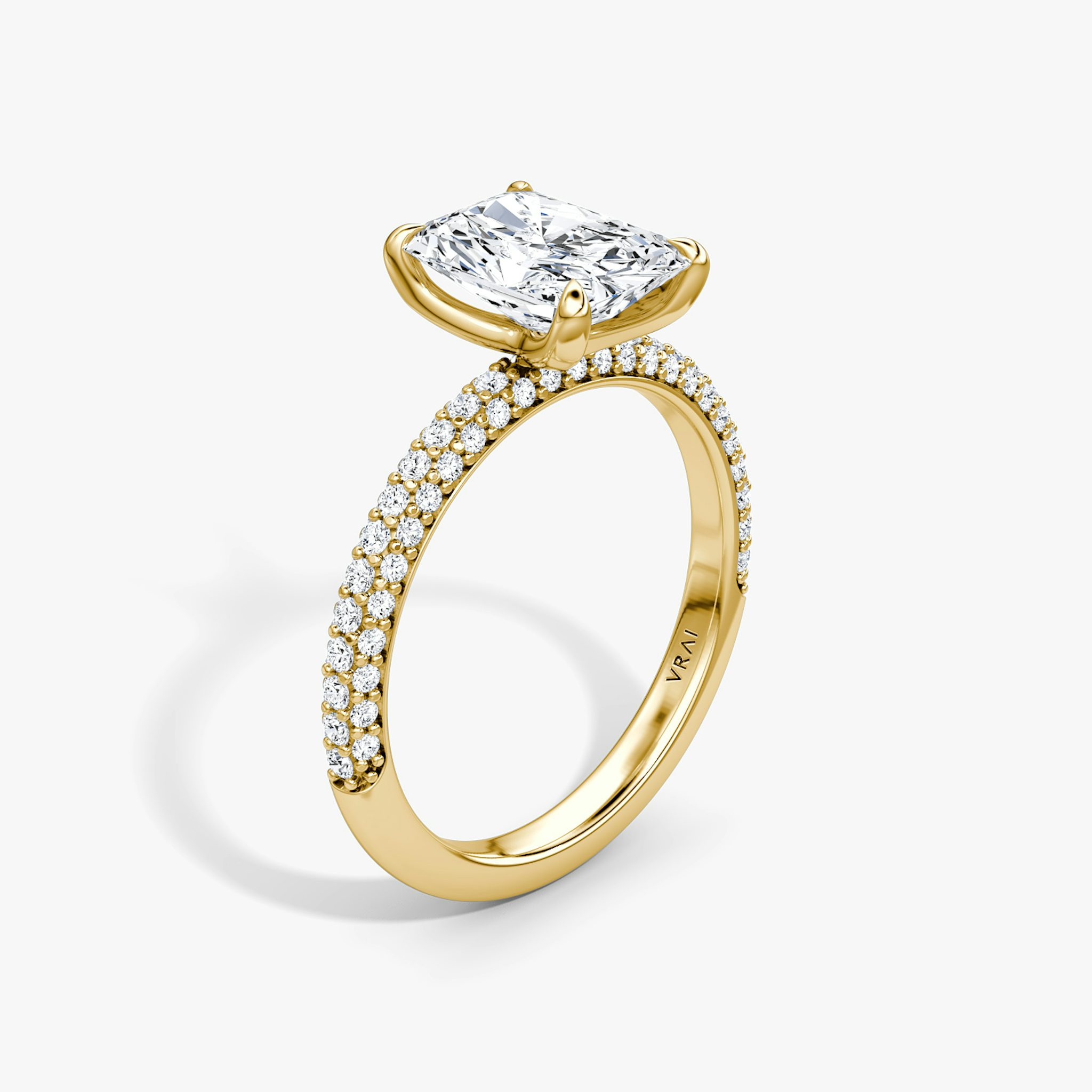 The Pavé Dome | Radiant | 18k | Yellow Gold | bandAccent: Pavé | diamondOrientation: vertical | caratWeight: other