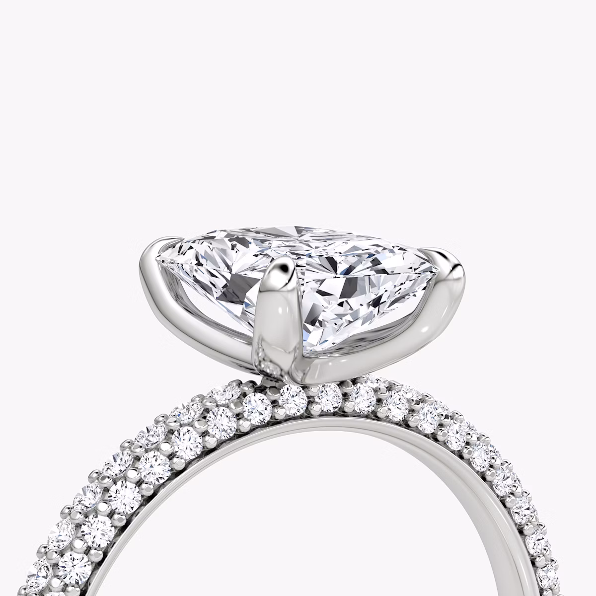 The Pavé Dome | Radiant | Platinum | bandAccent: Pavé | diamondOrientation: vertical | caratWeight: other