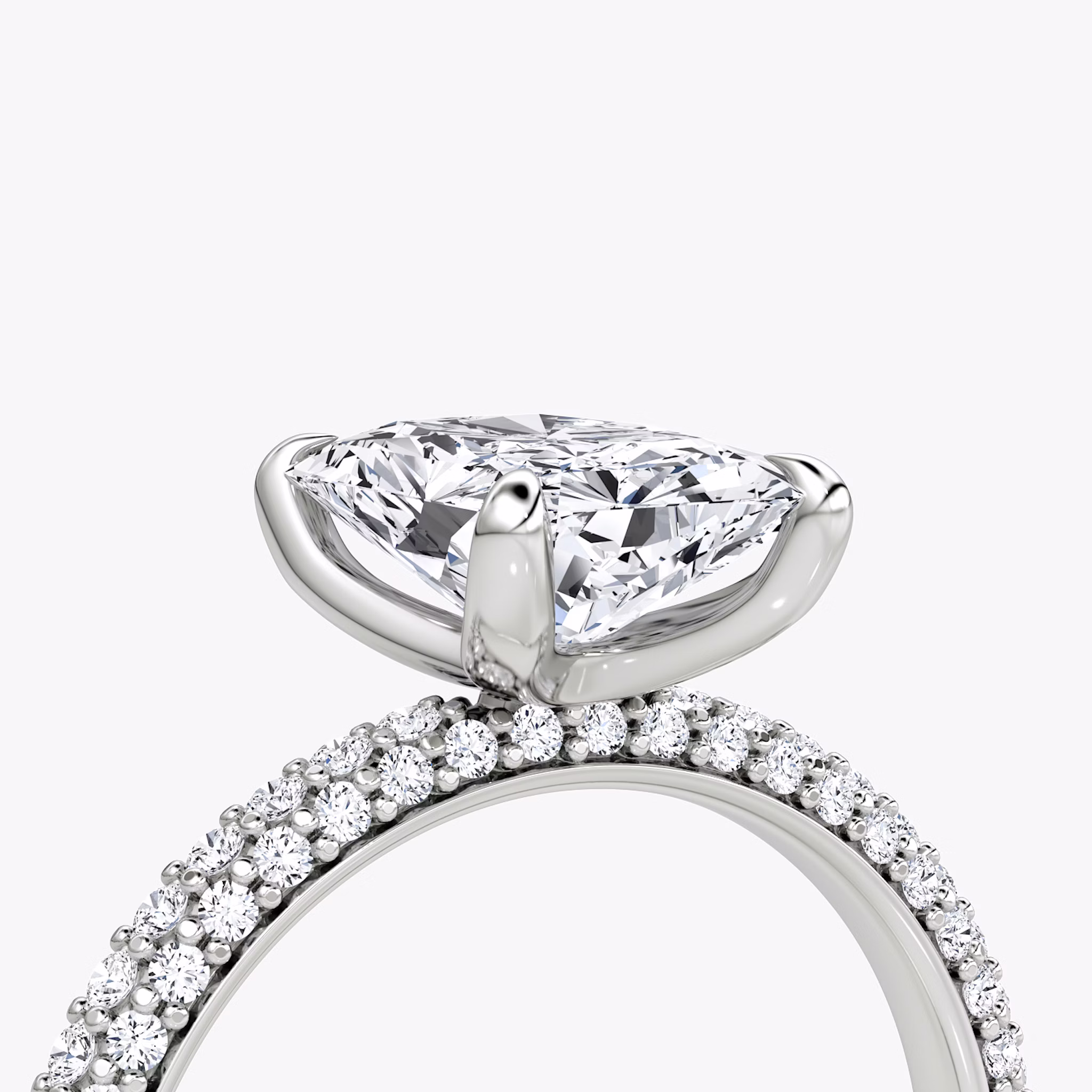 The Pavé Dome | Radiant | 18k | White Gold | bandAccent: Pavé | diamondOrientation: vertical | caratWeight: other