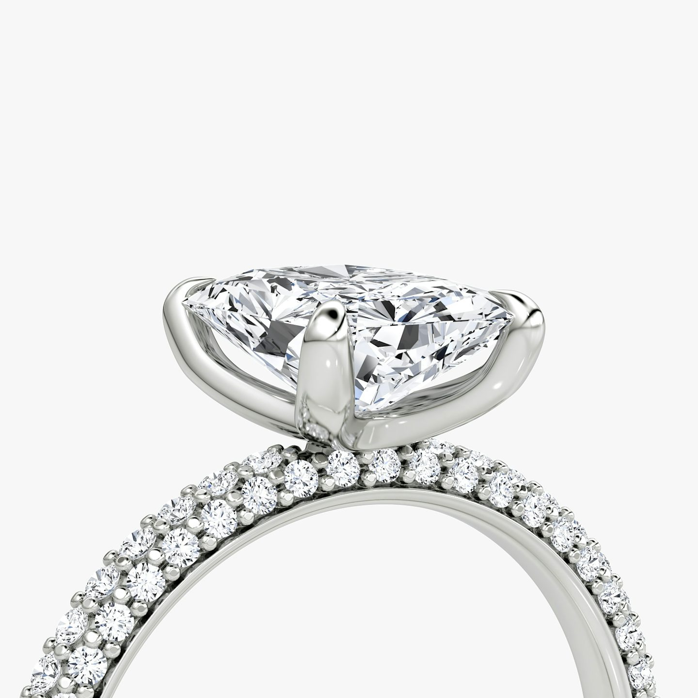 The Pavé Dome | Radiant | Platinum | bandAccent: Pavé | diamondOrientation: vertical | caratWeight: other